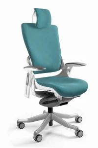 Unique WAU 2 biały stelaż / tealblue tkanina fotel biurowy