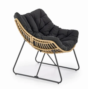 Halmar WHISPER fotel wypoczynkowy; czarny / naturalny