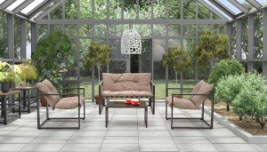 Halmar SHARK zestaw ogrodowy ( sofa + fotel 2x + ława ); czarny / cappuccino