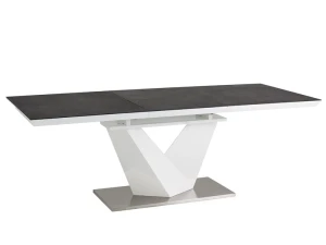 Signal Stół Alaras Ii  Czarny Efekt Kamienia / Biały Lakier160(220)X90
