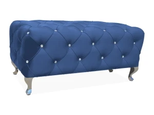 Signal Puf / Ławka Hestia Velvet Granatowy Bluvel 86/ Srebrny