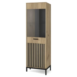 Halmar LAMINO W-1 witryna dąb craft/czarny, nogi: czarny