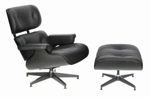 D2.DESIGN Fotel Vip z podnóżkiem czarny/czarny