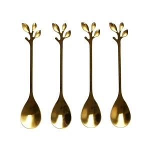 Intesi Zestaw 4 łyżeczek Gold Leaf