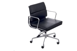 D2.DESIGN Fotel biurowy CH2171T czarna skóra chrom