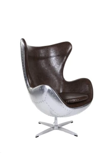 D2.DESIGN Fotel Jajo aluminium brąz PU