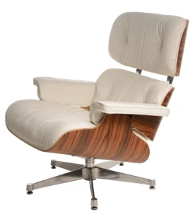 D2.DESIGN Fotel Vip biały/rosewood/srebrna baza