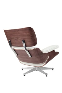 D2.DESIGN Fotel Vip biały/walnut/srebrna baza TP