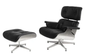 D2.DESIGN Fotel Vip z podnóżkiem czarny/aluminium