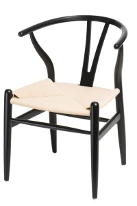 D2.DESIGN Krzesło Wicker Naturalne Czarny inspirow ane Wishbone