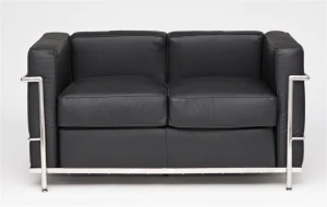 D2.DESIGN Sofa 2-osobowa Kubik czarna skóra TP