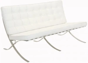 D2.DESIGN Sofa BA2 2 osobowa, biała skóra naturalna