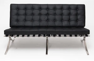 D2.DESIGN Sofa BA2 2 osobowa, czarna ekoskóra