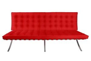 D2.DESIGN Sofa BA2 2 osobowa, czerwona skóra naturalna
