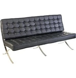 D2.DESIGN Sofa BA3 3 osobowa, czarna ekoskóra PU