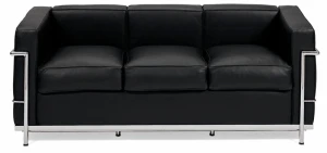 D2.DESIGN Sofa trzyosobowa Kubik czarna skóra TP