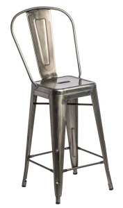 D2.DESIGN Hoker Paris Back 66cm metaliczny          inspirowany Tolix