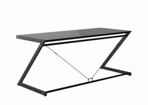 Unique DD Z-LINE XXL czarny / czarne szkło biurko