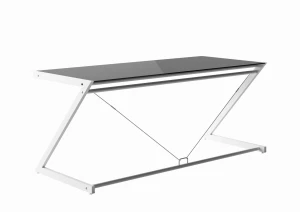 Unique DD Z-LINE XXL biały / czarne szkło biurko