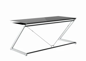 Unique Z-LINE XXL chrom / czarne szkło biurko