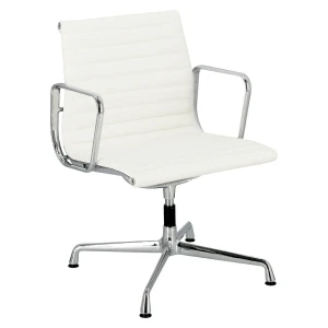 D2.DESIGN Fotel konf. CH1081T,biała skóra ,chr