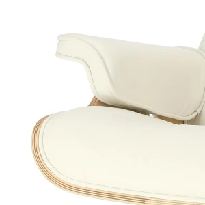 D2.DESIGN Fotel Vip z podnóżkiem biały/rosewood/ srebrna baza