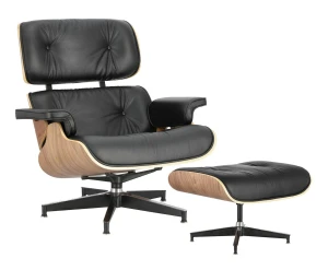 D2.DESIGN Fotel Vip z podnóżkiem czarny/walnut /standard base