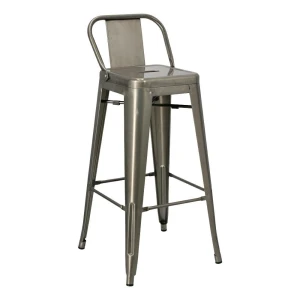 D2.DESIGN Hoker Paris Back Short 75cm metaliczny insp. Tolix