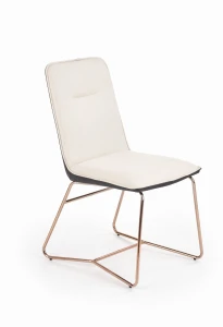 Halmar K390 krzesło kremowy / ciemny popiel / złoty