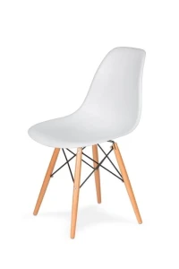 King Home Krzesło DSW WOOD białe.01 - podstawa drewniana bukowa
