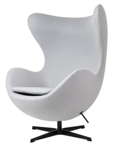 King Home Fotel EGG CLASSIC BLACK szary  popielaty.18 - wełna, podstawa czarna