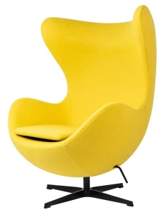 King Home Fotel EGG CLASSIC BLACK musztardowy.21 - wełna, podstawa czarna