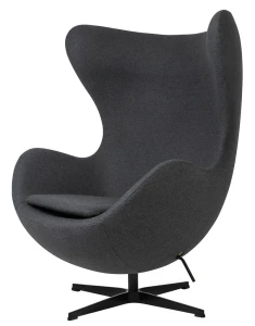 King Home Fotel EGG CLASSIC BLACK grafitowy szary.4 - wełna, podstawa czarna
