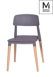 Modesto Design krzesło ECCO szare - polipropylen, podstawa bukowa