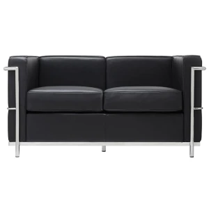 King Home Sofa dwuosobowa SOFT LC2 czarna - włoska skóra naturalna, metal