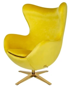 King Home Fotel EGG SZEROKI VELVET GOLD żółty.20 - welur, podstawa złota