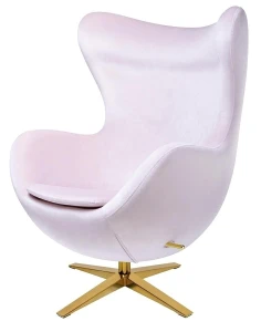 King Home Fotel EGG SZEROKI VELVET GOLD  jasny róż.30 - welur, podstawa złota