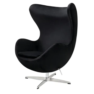 King Home Fotel EGG CLASSIC VELVET czarny.111 - welur, podstawa aluminiowa