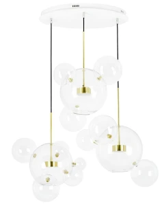 King Home Lampa wisząca CAPRI DISC 3 złota - 180 LED, aluminium, szkło