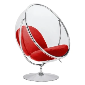 King Home Fotel BUBBLE STAND 2 poduszka czerwona - akryl, chrom, wełna