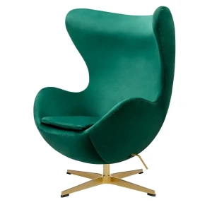 King Home Fotel EGG CLASSIC VELVET GOLD zielony - welur, podstawa złota
