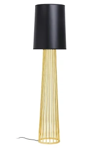 King Home Lampa podłogowa HOLMES STRAIGHT złota z czarnym kloszem -  metal
