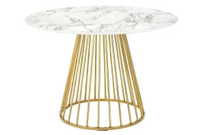 King Home Stół GLAM MARBLE 110 - MDF, złota podstawa