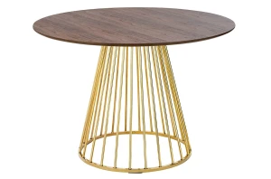 King Home Stół GLAM WALNUT 110 - fornir orzechowy, złota podstawa