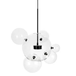 King Home Lampa wisząca CAPRI 6 czarna - 60 LED, aluminium, szkło