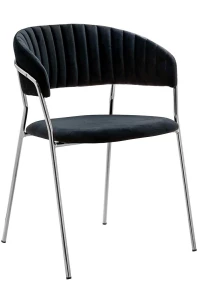 King Home Krzesło MARGO SILVER czarne - welur, podstawa chromowana