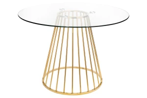 King Home Stół GLAM GLASS 110 - szkło, złota podstawa