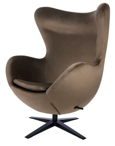King Home Fotel EGG SZEROKI VELVET BLACK ciemny brąz.81 - welur, podstawa czarna