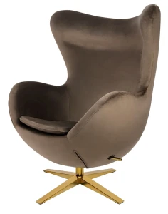 King Home Fotel EGG SZEROKI VELVET GOLD ciemny brąz.81 - welur, podstawa złota