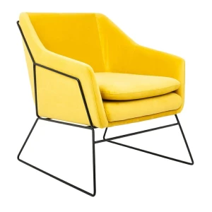 King Home Fotel EMMA VELVET żółty welur - podstawa metal czarna